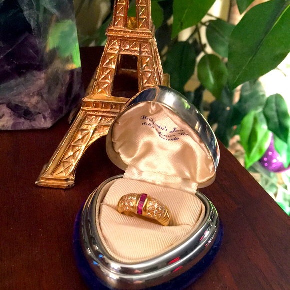 14k gold Diamond & Ruby wedding Band - Picture 4 of 10